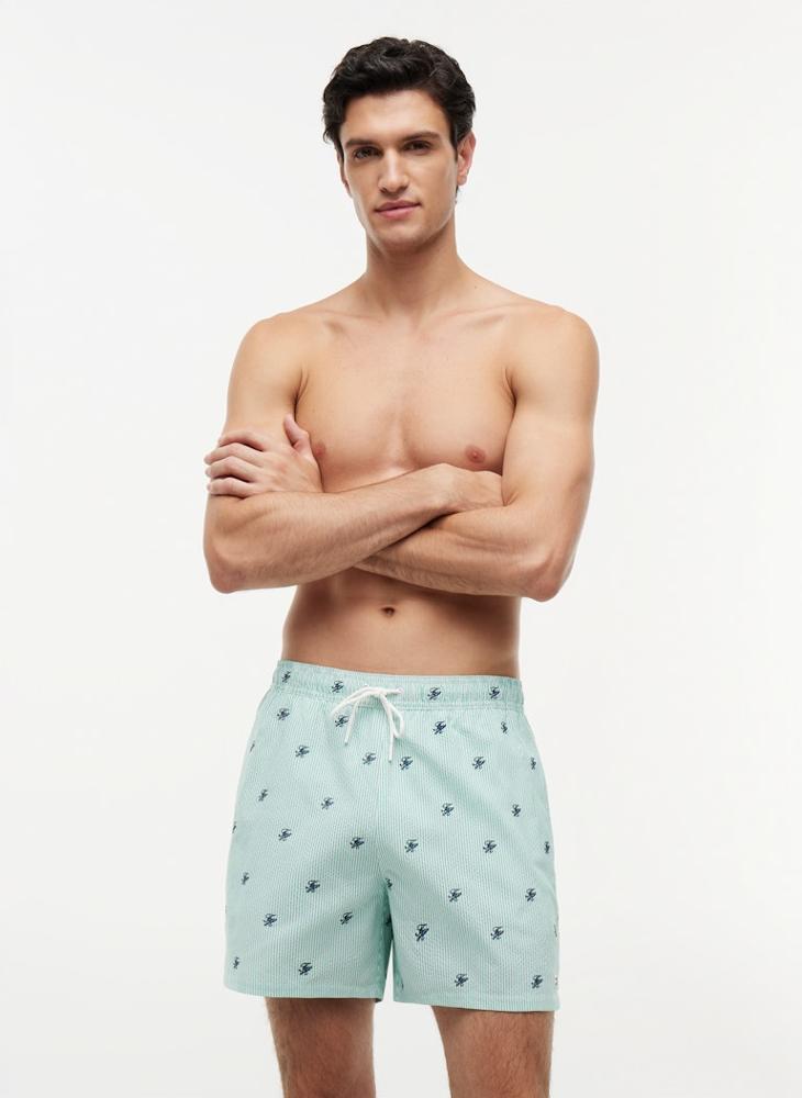 TOMMY HILFIGER Ithaca Embroidery Mid Length Swim Shorts - Image 1